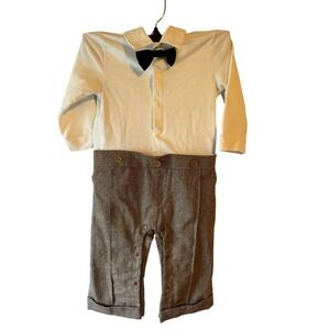 ZOEREA‎ BABY Boys 1 Piece Tweed White Shirt and Tie and Pants Set Size 90